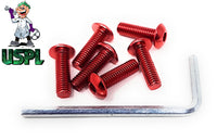 USPL RED STEERING WHEEL SCREWS FLAT BOTTOM ROUND TOP SCREWS-002RD