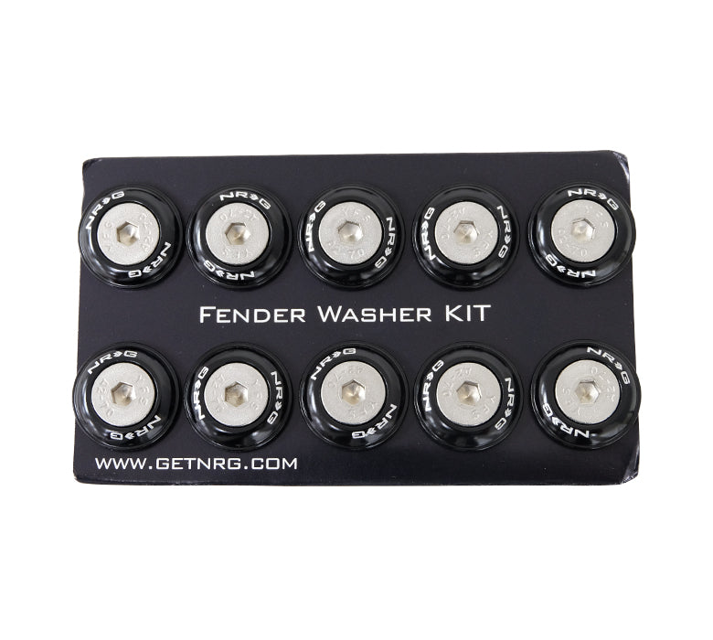 NRG Fender Washer Kit, Set of 10 (Black) Rivets for Plastic FW-100BK