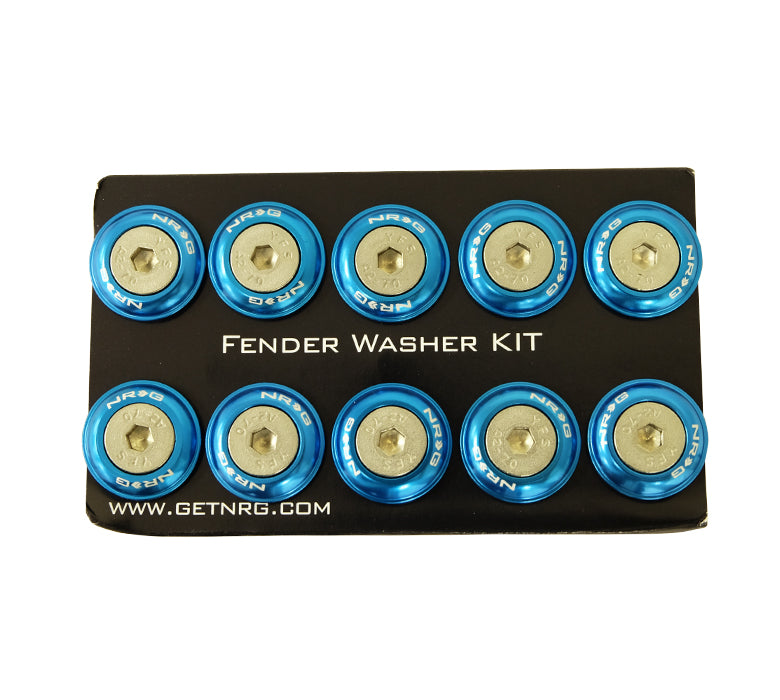 NRG Fender Washer Kit, Set of 10 (Blue) Rivets for Plastic FW-100BL