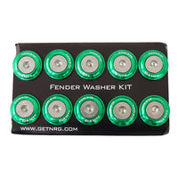 NRG Fender Washer Kit, Set of 10 (Green) Rivets for Plastic FW-100GN