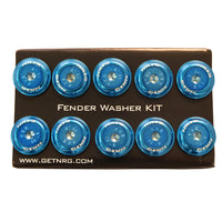 NRG Fender Washer Kit, Set of 10, BLUE with Color Matched Bolts, Rivets for Plastic FW-150BL