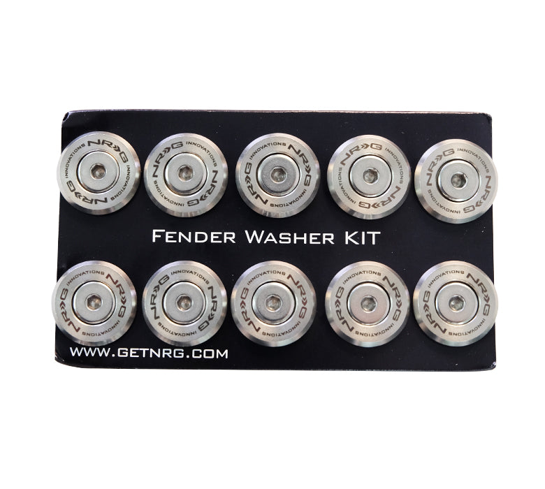NRG Fender Washer Kit, Set of 10, M style, Stainless steel washer and bolt, Rivets for plastic FW-300SS