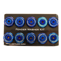 NRG Fender Washer Kit, Set of 10, M style, Titanium Burn Washer with stainless bolt, Rivets for plastic FW-300TT