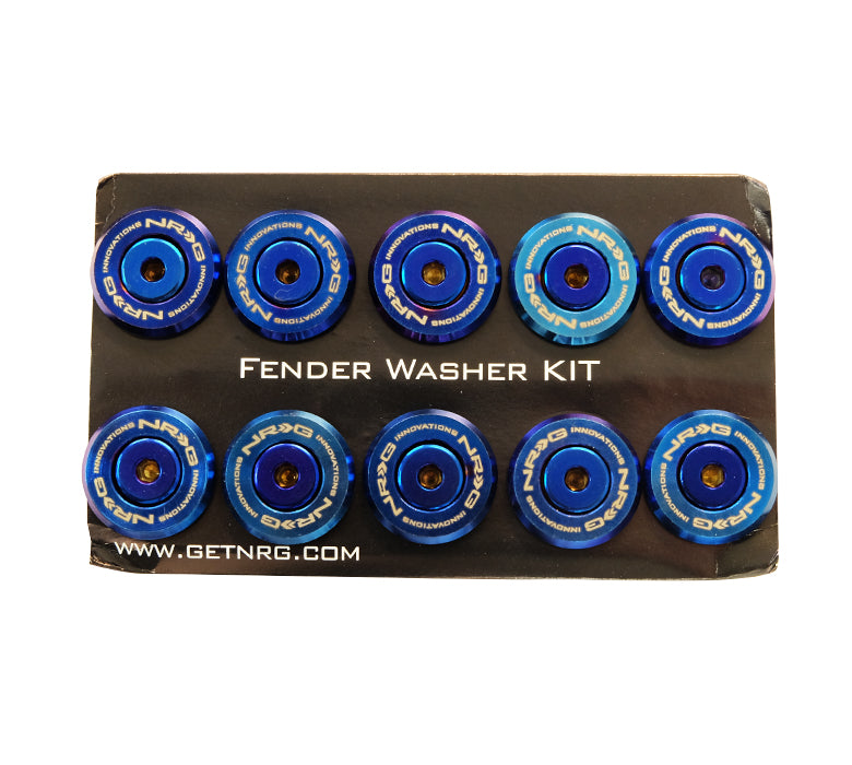 NRG Fender Washer Kit, Set of 10, M style, Titanium Burn Washer with stainless bolt, Rivets for plastic FW-300TT