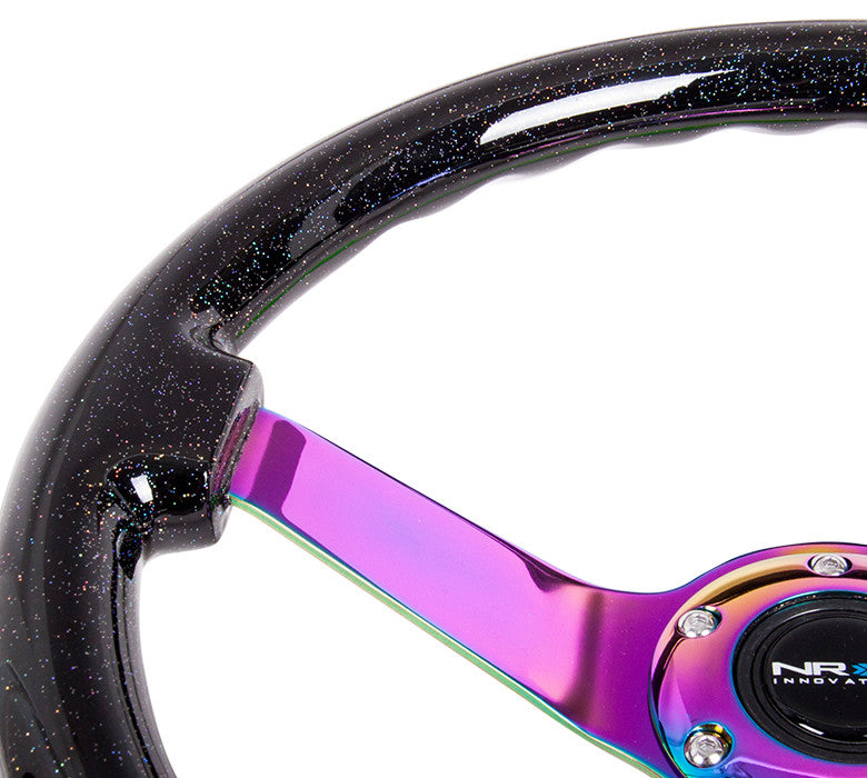 NRG Innovations Reinforced RST-036FL-R 350mm Leather Steering Wheel + LED Keychain Flashlight NRG Innovations® - 3-Spoke Pilota Series Reinforced Steering Wheel